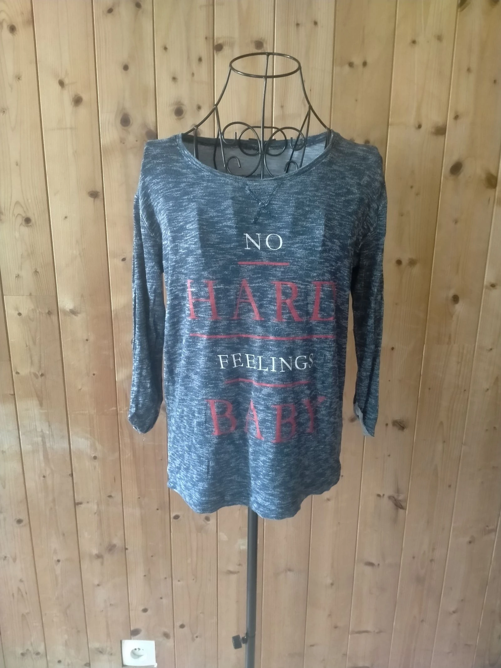 T-shirt gris chiné Jennyfer "No Hard Feelings Baby" M